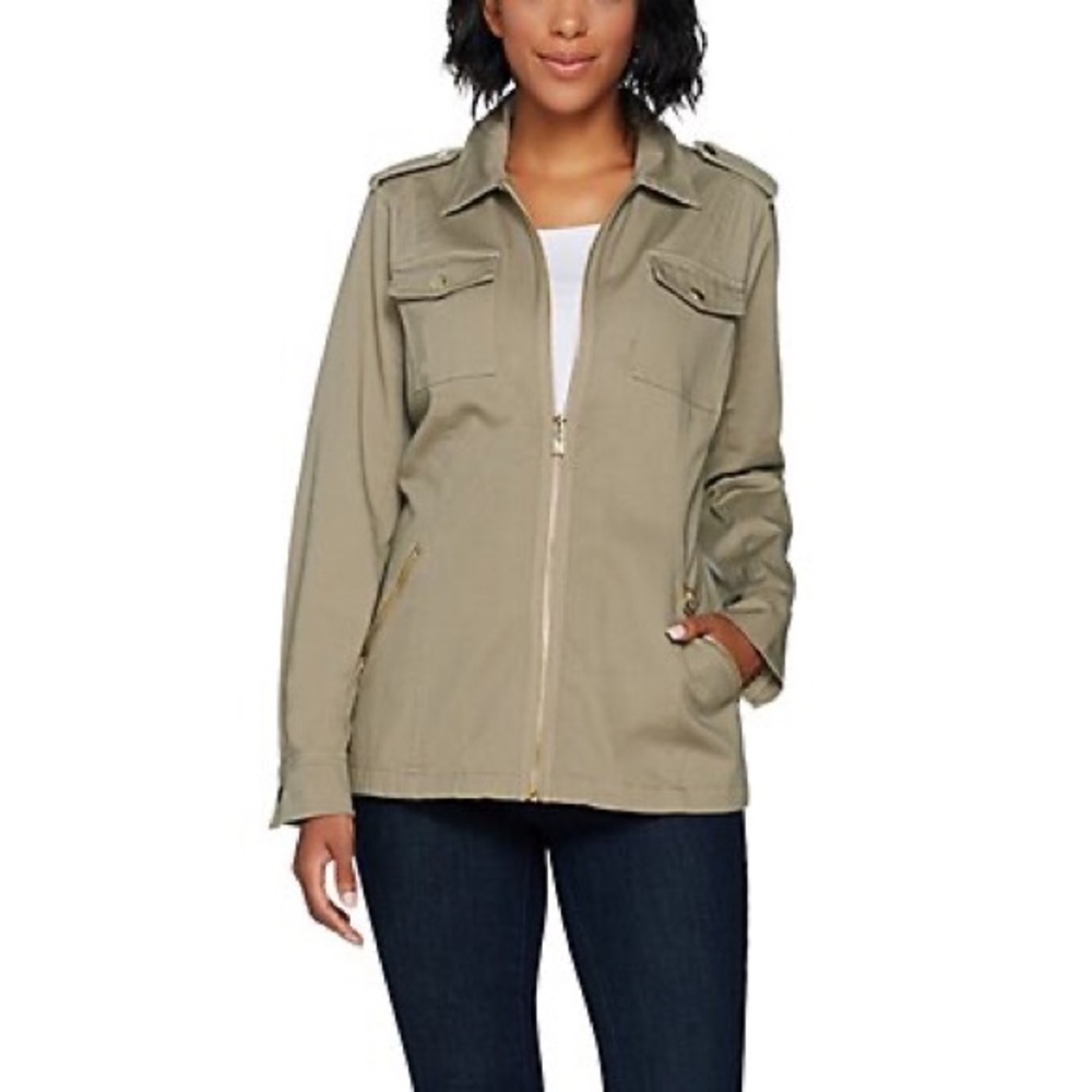 Light Olive Utility Zip-Front Jacket
